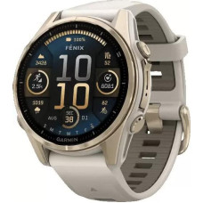 Умные часы Garmin Fenix 8 Sapphire 43мм (золотистый, дымчато-серый ремешок)