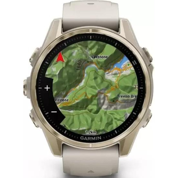 Умные часы Garmin Fenix 8 Sapphire 43мм (золотистый, дымчато-серый ремешок)