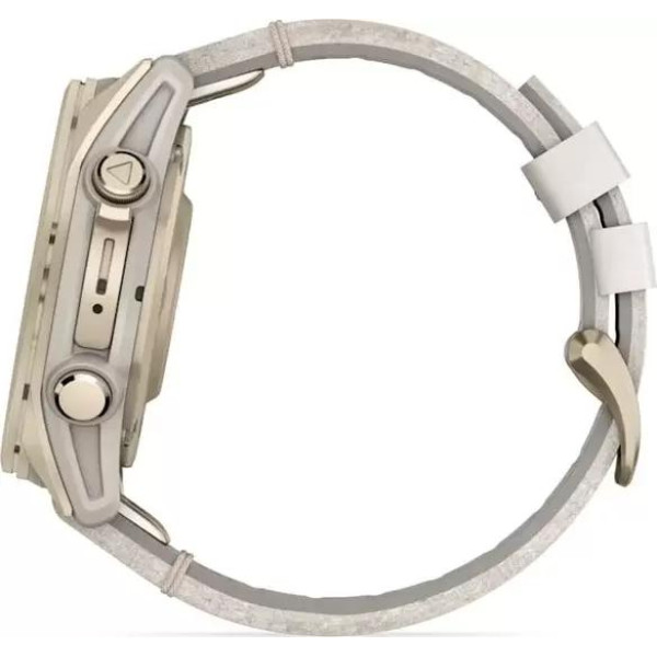 Умные часы Garmin Fenix 8 Sapphire 43мм (золотистый, серый кожаный ремешок)