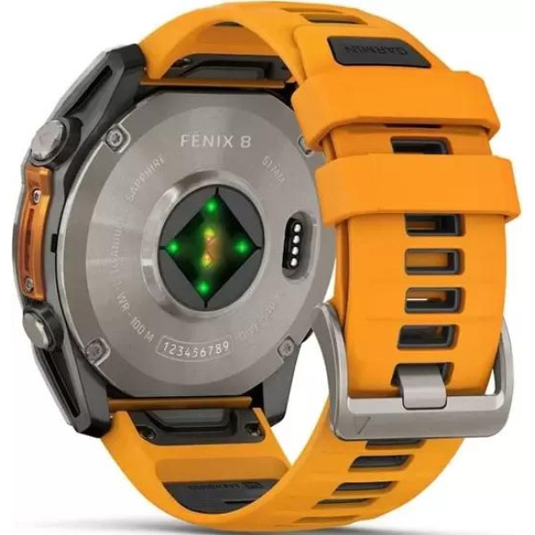 Умные часы Garmin Fenix 8 Sapphire 51мм (титановый, оранжевый силиконовый ремешок)