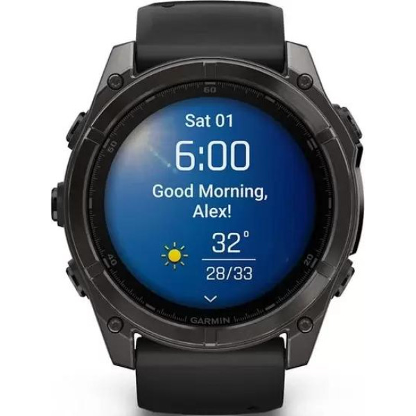 Умные часы Garmin Fenix 8 Sapphire 51мм (угольно-серый DLC, пепельно-черный силиконовый ремешок)