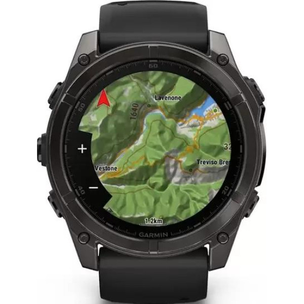 Умные часы Garmin Fenix 8 Sapphire 51мм (угольно-серый DLC, пепельно-черный силиконовый ремешок)
