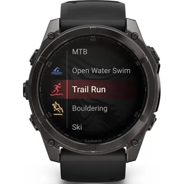 Умные часы Garmin Fenix 8 Sapphire 51мм (угольно-серый DLC, пепельно-черный силиконовый ремешок)