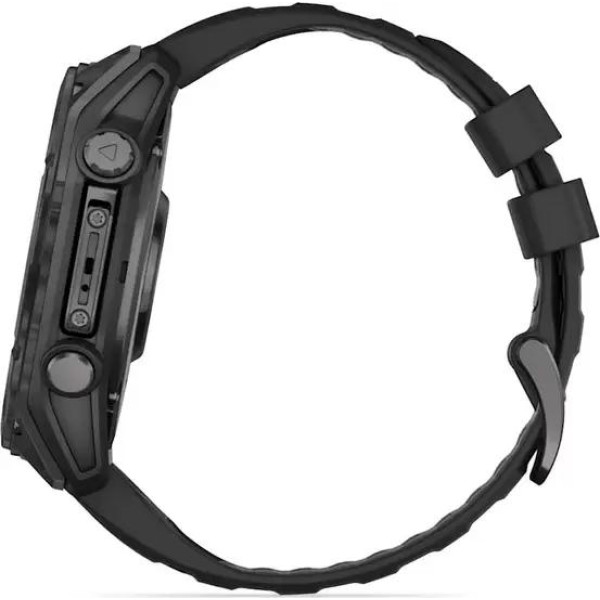 Умные часы Garmin Fenix 8 Sapphire 51мм (угольно-серый DLC, пепельно-черный силиконовый ремешок)