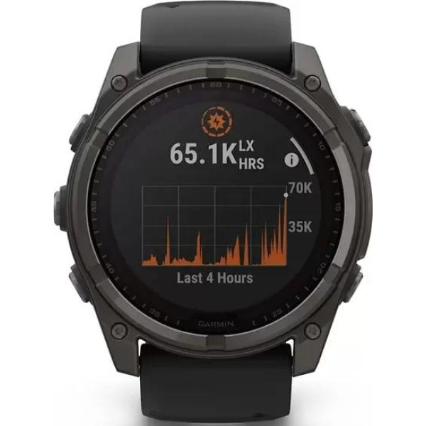 Умные часы Garmin Fenix 8 Solar, Sapphire 47мм (титановый угольно-серый DLC с черным ремешком)