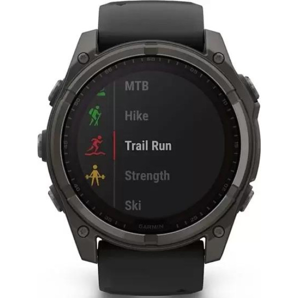Умные часы Garmin Fenix 8 Solar, Sapphire 47мм (титановый угольно-серый DLC с черным ремешком)