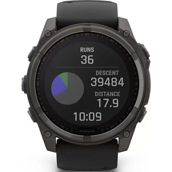 Умные часы Garmin Fenix 8 Solar, Sapphire 47мм (титановый угольно-серый DLC с черным ремешком)