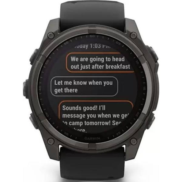 Умные часы Garmin Fenix 8 Solar, Sapphire 47мм (титановый угольно-серый DLC с черным ремешком)