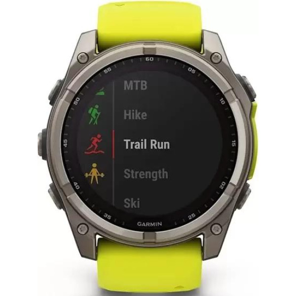 Умные часы Garmin Fenix 8 Solar, Sapphire 47мм (титановый, желтый силиконовый ремешок)