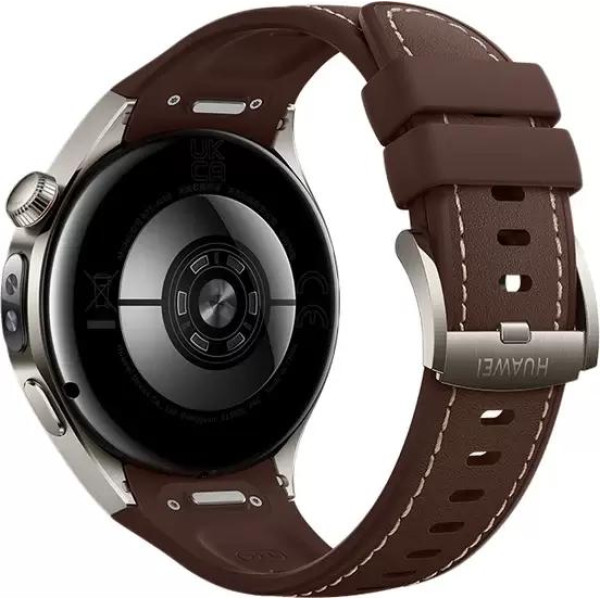 Умные часы Huawei Watch 5 46 мм (титановый, с коричневым силиконовым ремешком)
