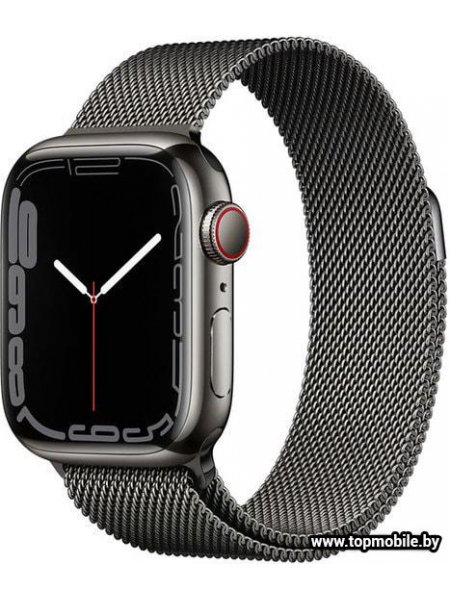 Умные часы Apple Watch Series 7 LTE 41 мм (сталь графитовый/миланский черный)